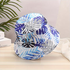 Leaf Print Bucket Hat Double Sided Outdoor Sunscreen Basin Hat