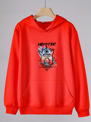 Girls Cartoon Monster Pattern Hooded Sweatshirt