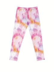 Girls Tie Dye Fleece Leggings Footless Tights Anti-Mosquito Pants