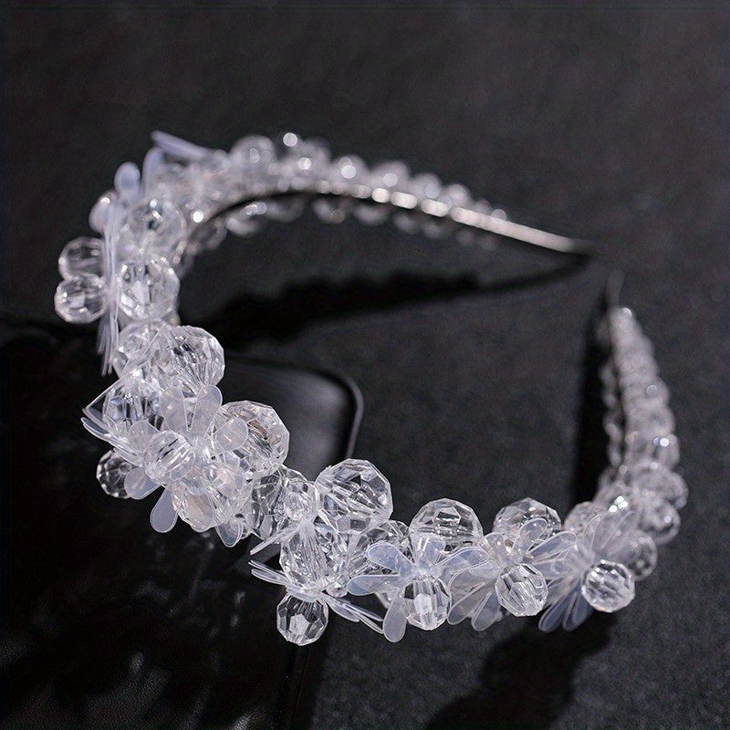 Crystal Beads Hair Hoop Headdress Bridal Wedding Veil Dress