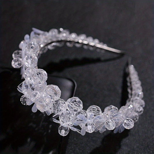 Crystal Beads Hair Hoop Headdress Bridal Wedding Veil Dress
