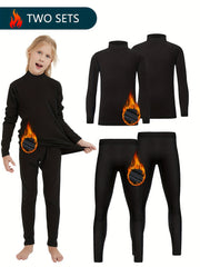 Kids Ski Outfit Turtleneck Pullover Slim Leggings Set