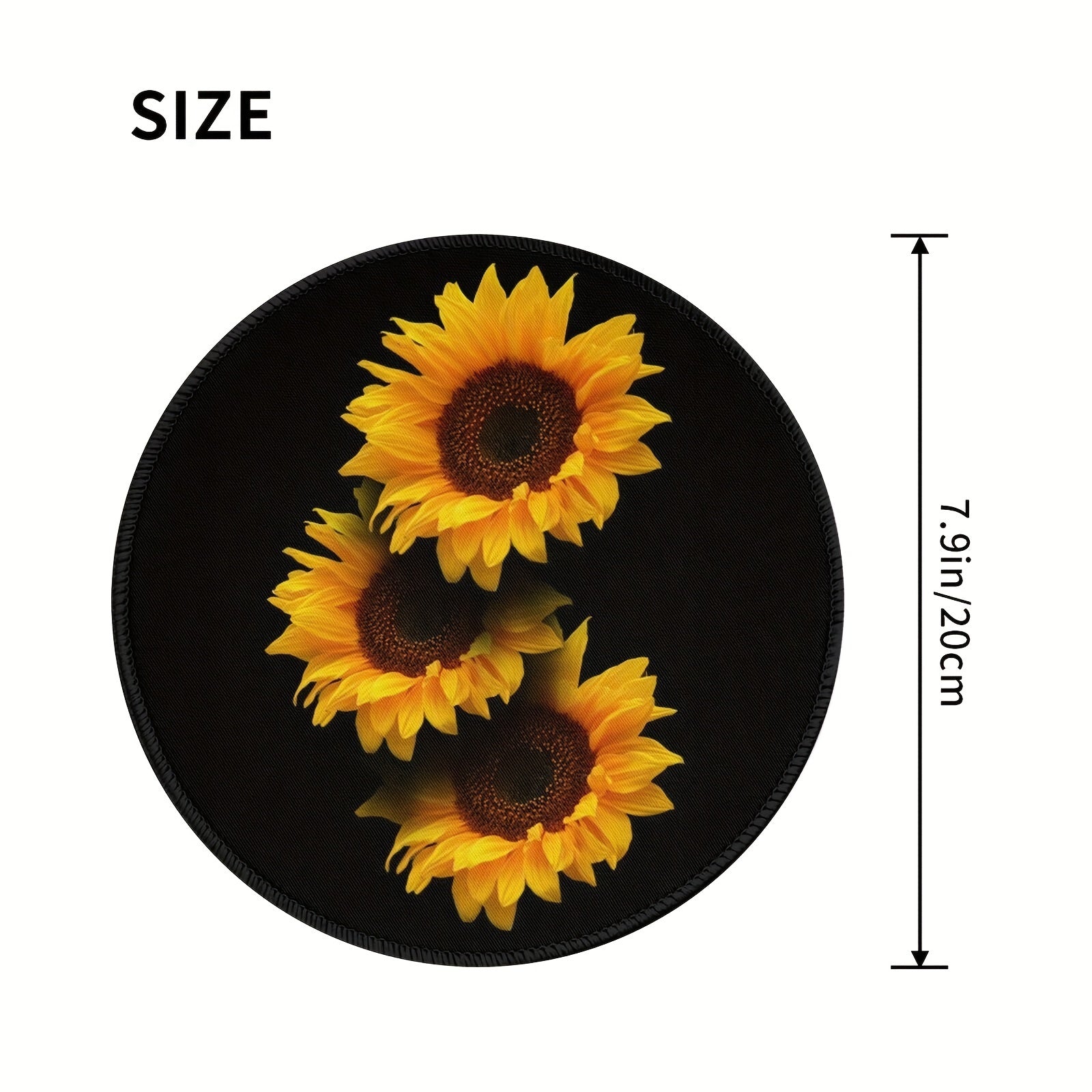 Sunflower Soft Mini Mouse Round Mouse Mat Non Slip Base Waterproof Mouse Pad