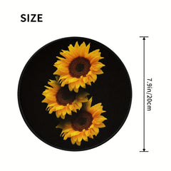 Sunflower Soft Mini Mouse Round Mouse Mat Non Slip Base Waterproof Mouse Pad