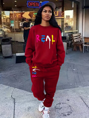 Casual Two-piece Set Long Sleeve Top & Pants Outfit