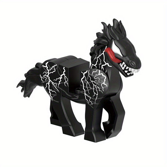 HHLXGG Evil Horse Model Figure Red Grey Cracked Pattern Statue
