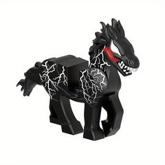 HHLXGG Evil Horse Model Figure Red Grey Cracked Pattern Statue