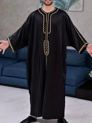 Ethnic Arab Muslim Robe Shirt Dress Men Long Sleeves