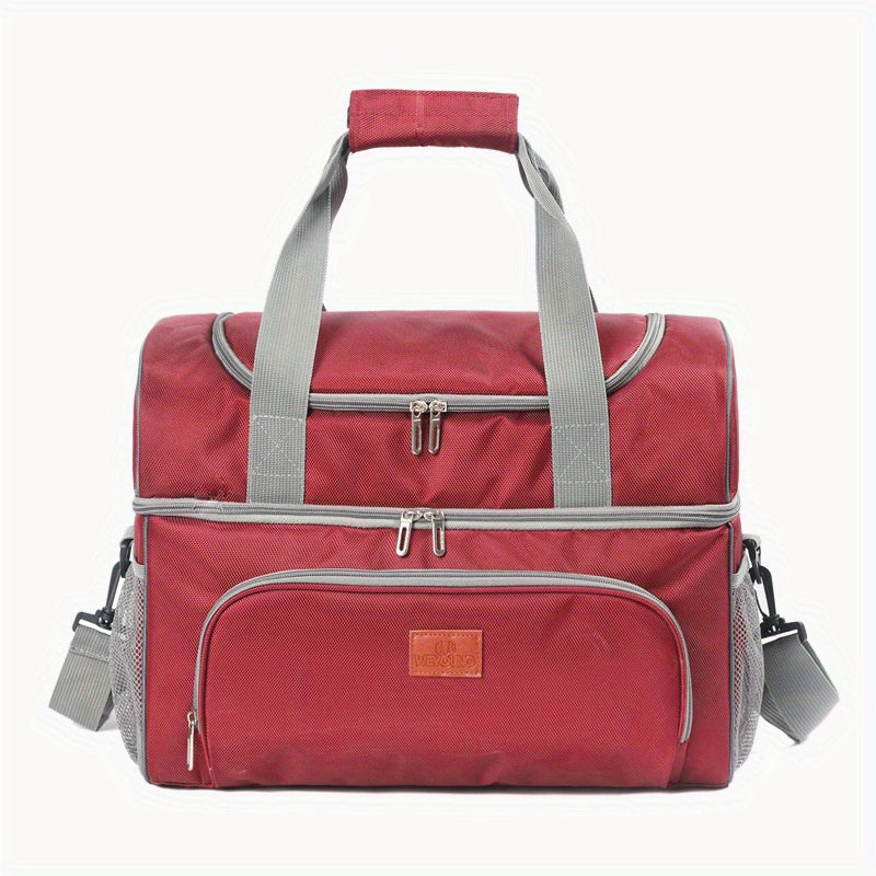 Large Capacity Insulated Picnic Bag Double Layered Shoulder & Handheld