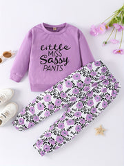 Baby Girls Letter Long Sleeve Top & Flower Print Pants