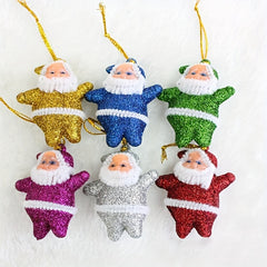 6pcs Golden Santa Claus Christmas Tree Decoration Small Pendant