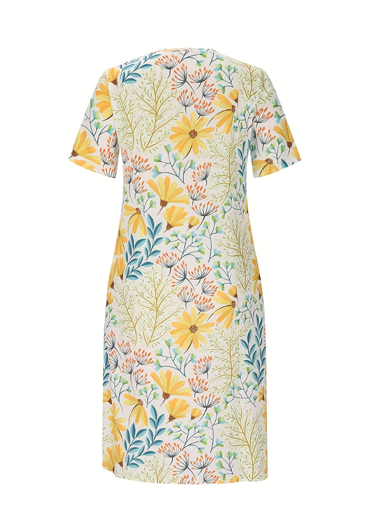 Floral Print Short Sleeve Dress with Pocket