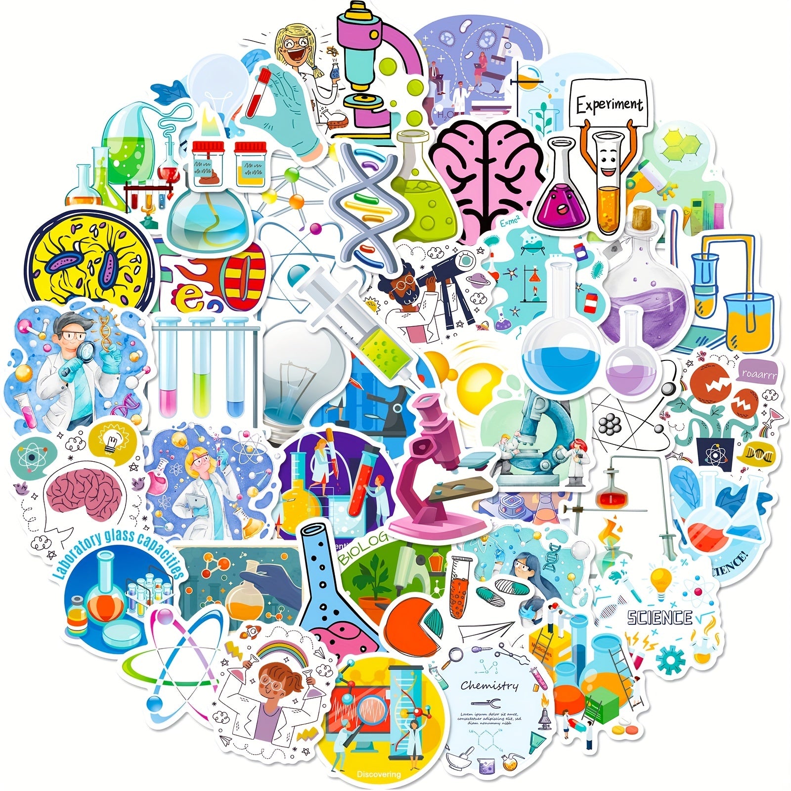 50pcs Laboratory Science Stickers Physics Biology Chemistry Stickers