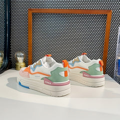 Women's Colorblock Skate Shoes Low Top Lace Up Sneakers