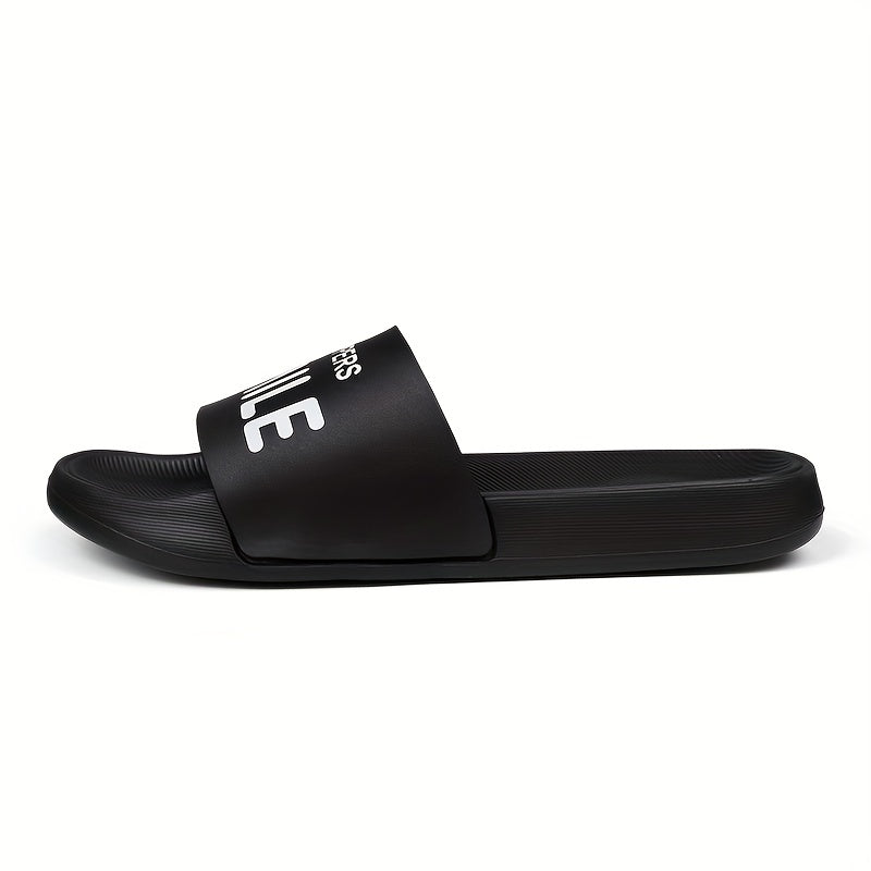 Men's 'SMILE' Print Slides Casual Summer Slippers