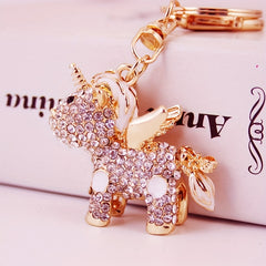 Cartoon Pony Rhinestone Keychain Animal Key Ring Pendant Bag Accessories