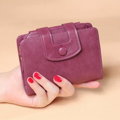 Vintage Trifold Short Wallet PU Leather Zipper Coin Purses
