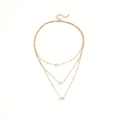 Girls Vintage Layered Heart Star Drop Pendant Necklace