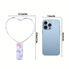 Rainbow Cloud Heart Pattern Hand Mirror Cosmetic Touch up Mirror
