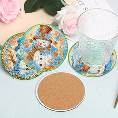 6pcs DIY Diamond Painting Coasters Snowman Christmas Art Kit