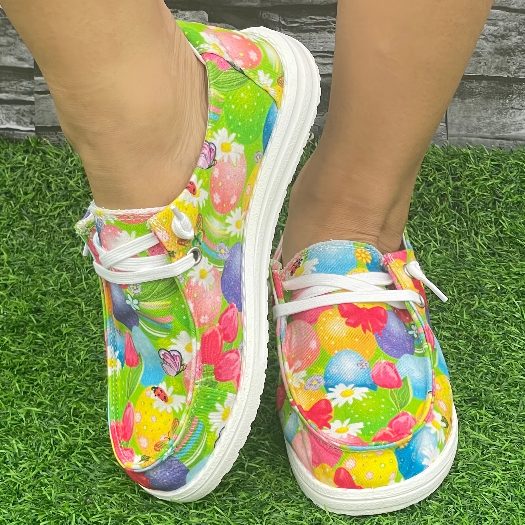 Colorful Egg & Floral Easter Skateboard Shoes Lightweight Running Shoes
