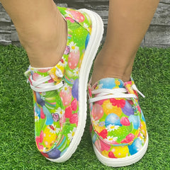 Colorful Egg & Floral Easter Skateboard Shoes Lightweight Running Shoes
