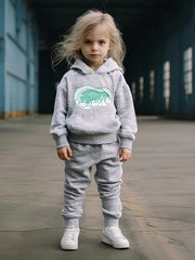 Girls 2pc Cartoon Christmas Scene Hooded Sweatshirt and Sweatpants Set