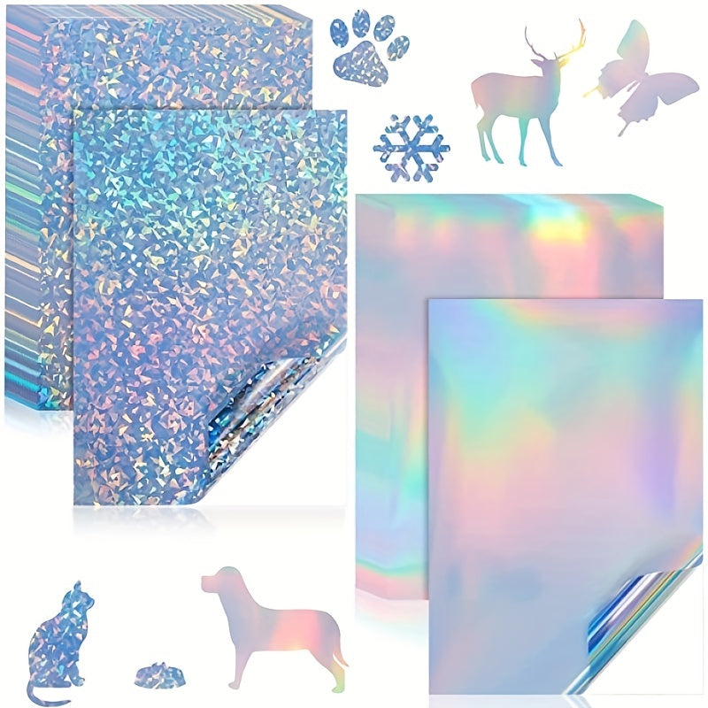 5pcs Holographic Flash Sticker Diffuse Waterproof Spot Rainbow Star A4 Vinyl