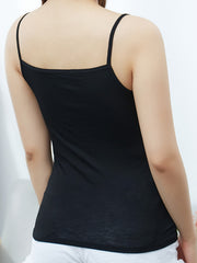 2pcs Solid Cami Tops Crew Neck Women's Lingerie