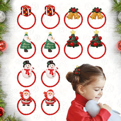 12pcs Christmas Hair Band Elastic Hair Ties for Girls Kids