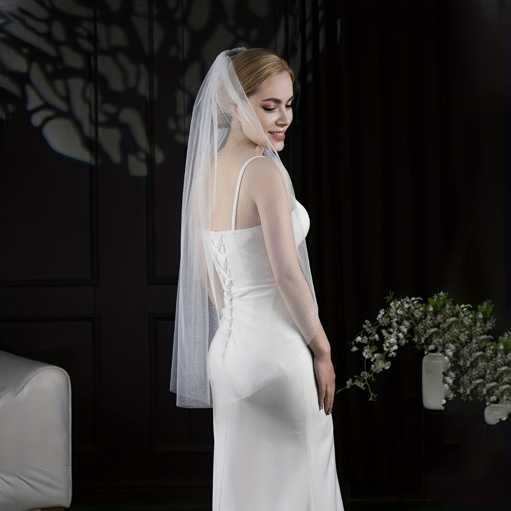 Wedding Veil with Long Trail Sparkling Shine for Ceremony