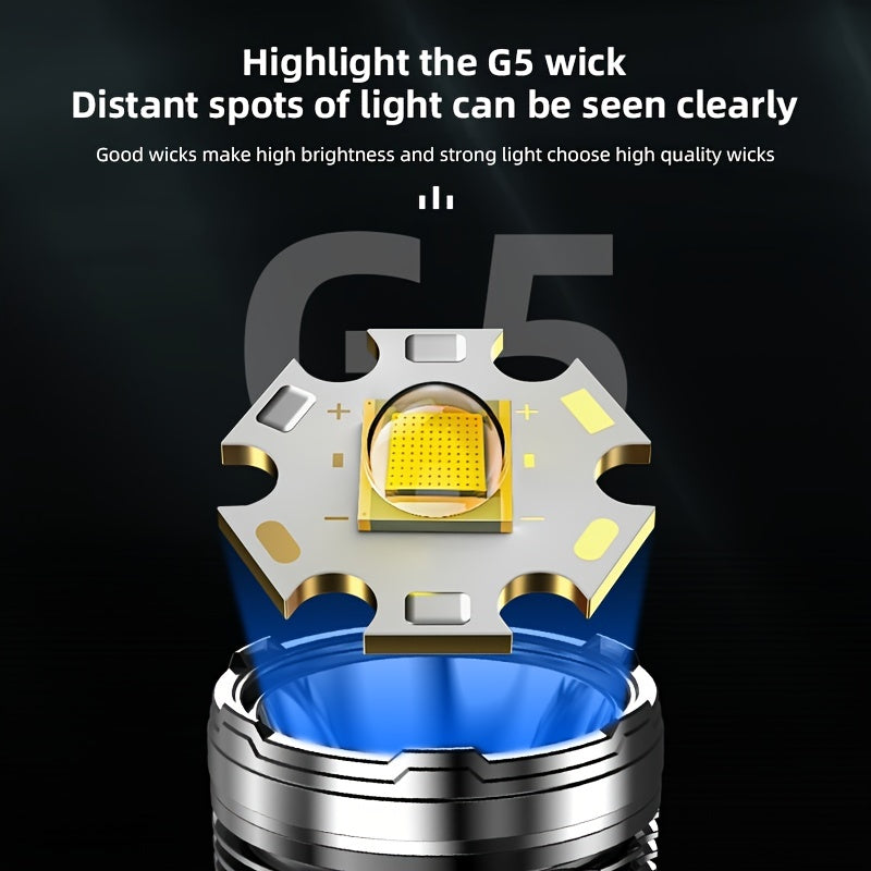 5000LM High Power Flashlight Multifunctional Charging Torch with Side Light COB
