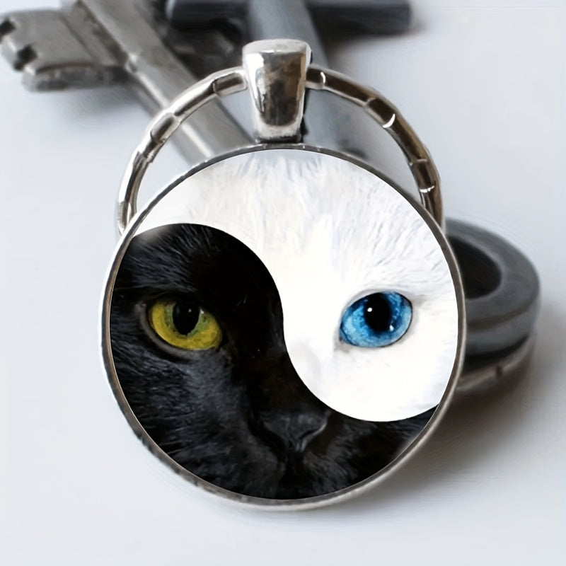Zinc Alloy Cat Eye Keychain Tai Chi Cat Keychain For Men