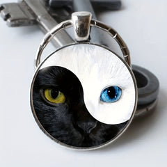 Zinc Alloy Cat Eye Keychain Tai Chi Cat Keychain For Men