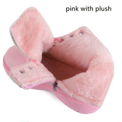 Girls' Non Slip Zip Up Ankle Boots with Heart Pattern