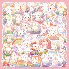 50pcs Rainbow Rabbit Stickers Laptop Mobile Phone DIY Decoration