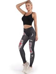 Denim Print Skinny Stretchy Leggings High Waist Yoga Leggings