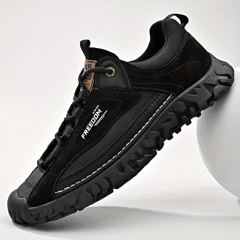 Men's Leather Stitch Sneakers Wear resistant Non Slip Outdoor Shoes