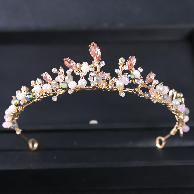 Bridal Rhinestone Pearl Headband Tiara Set