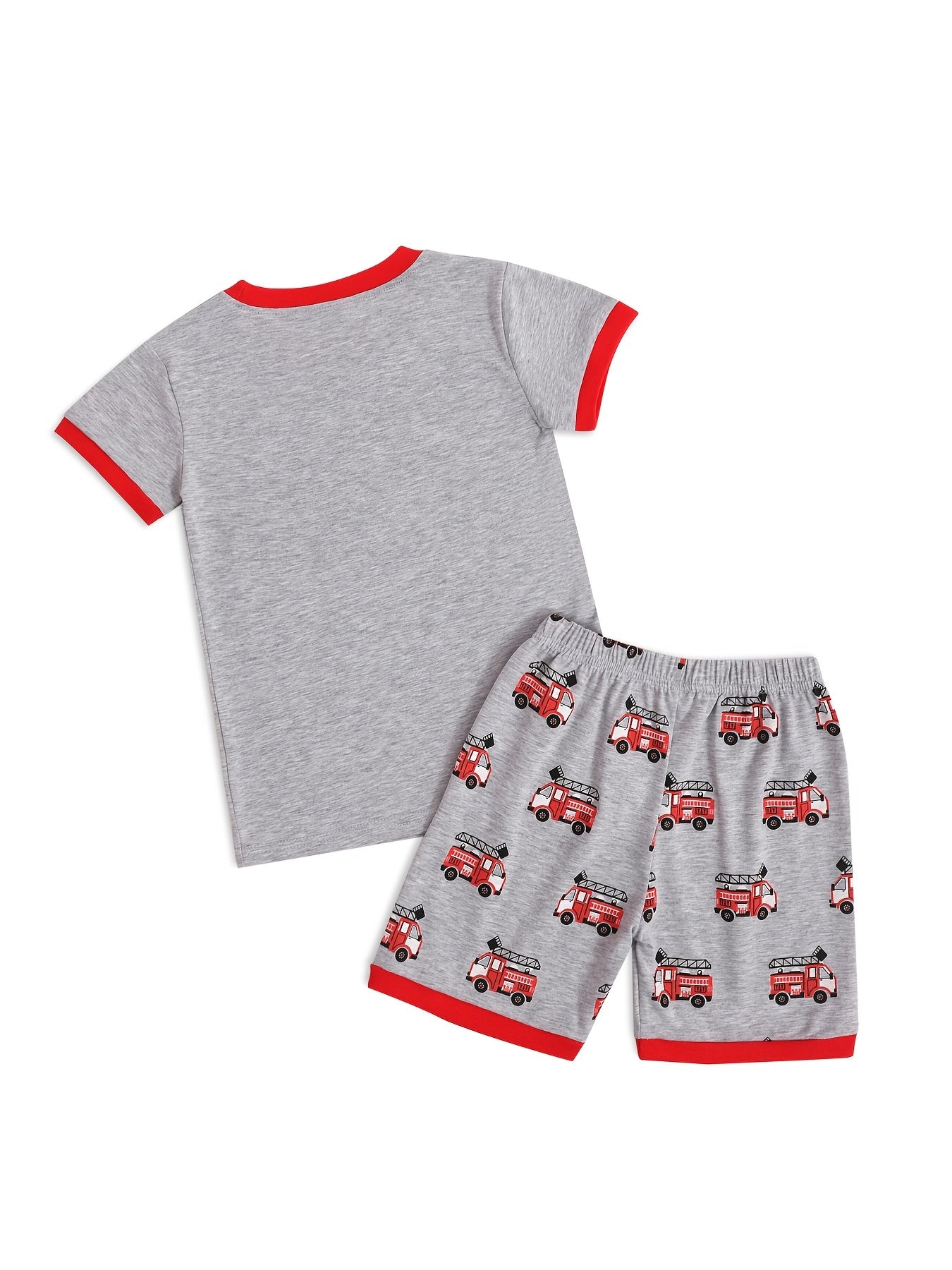 Boy's Vehicle Pattern Pajamas 2pcs T shirt & Shorts Set