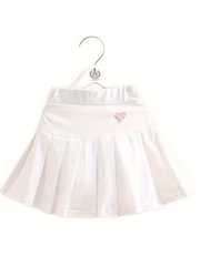 Girls Heart Embroidered Flare Skirt With Shorts for Kids