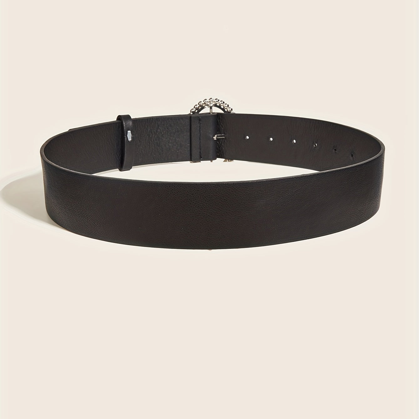 Oval Rhinestone Buckle Belt PU Leather Casual Jeans Pants Belts Women