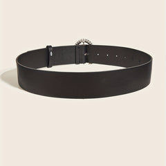 Oval Rhinestone Buckle Belt PU Leather Casual Jeans Pants Belts Women