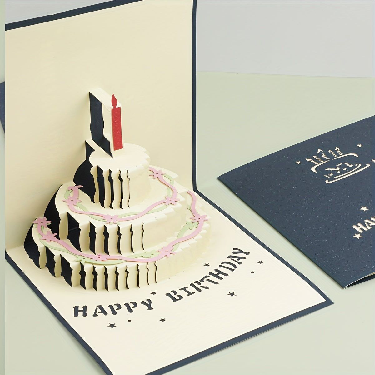 3D Birthday Candle Cake Greeting Card Gift Postcard