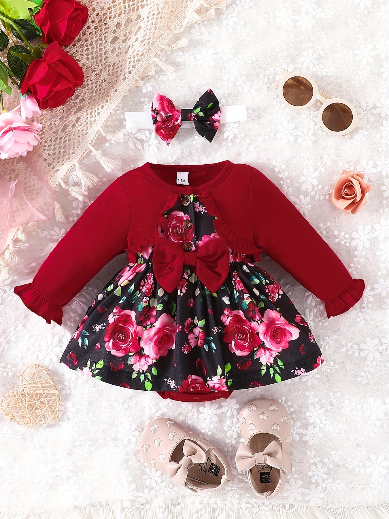 Baby Girls Floral Long Sleeve Romper Dress