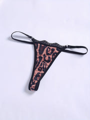 3 Pack Plus Size Sexy Thongs Set Women's Plus Leopard Print Lace G strings