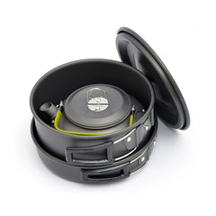 Portable Picnic Cookware Set with Aluminum Kettle, Pan, Pot & Utensils