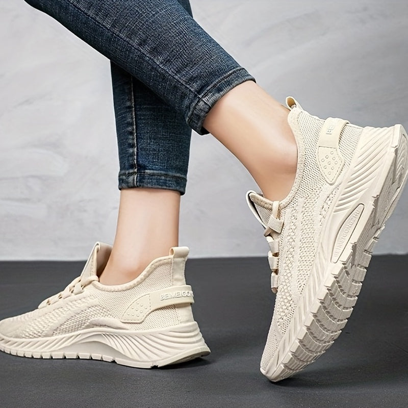Women's Knit Sneakers Casual Lace Up Outdoor Shoes