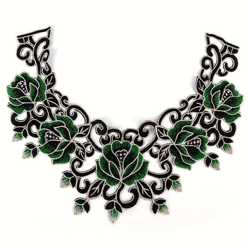 Green Lace Collar Embroidery Dress Applique DIY Neckline Costume D