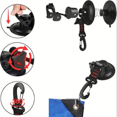 4pcs Heavy Duty Suction Cup Anchor with Hooks Tarp Clips Lock Grip